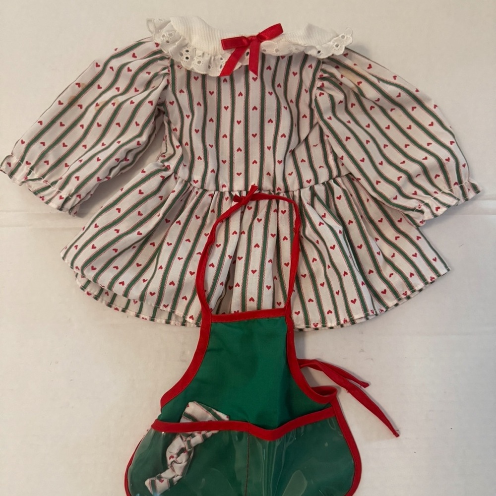 Striped Dress with Red Hearts and Green Apron